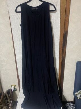 Gaya Sleeveless Black Maxi Dress with Embroidered Yoke - Unbranded